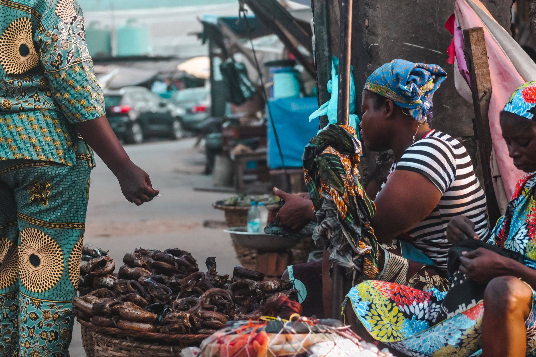 Traders at an outdoor market